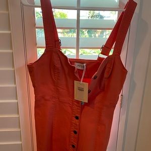 Mink pink size large Jean dress coral red color